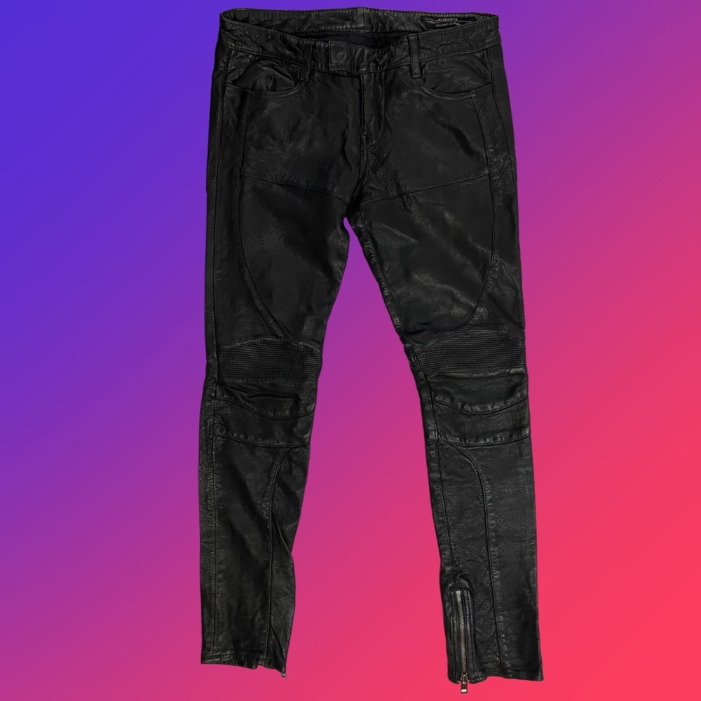 ALLSAINTS Women’s Black Leather Biker Pants